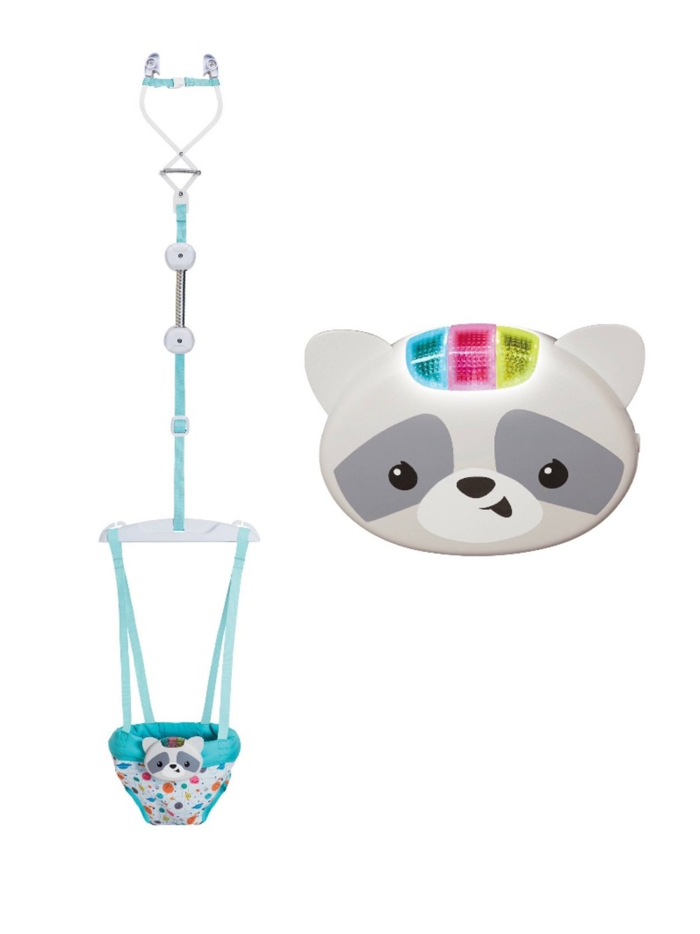 Infantino 2-in-1 Music & Lights Doorway Baby Jumper with Raccoon Toy *NEW*